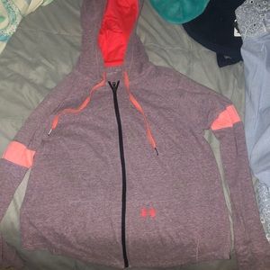 Purple/pink zip up under armour hoodie
